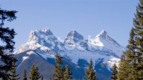 Three Sisters Mountains Canmore Alberta Stock Photo | Royalty-Free ...