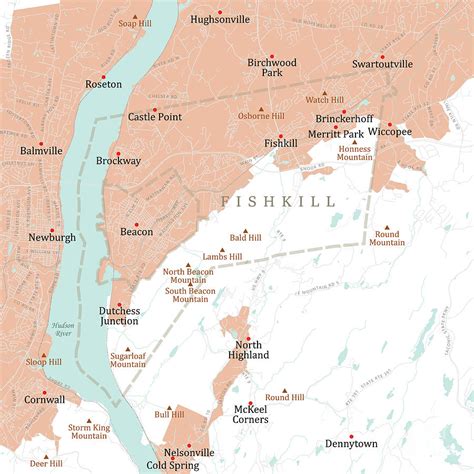 NY Dutchess Fishkill Vector Road Map Digital Art by Frank Ramspott - Pixels