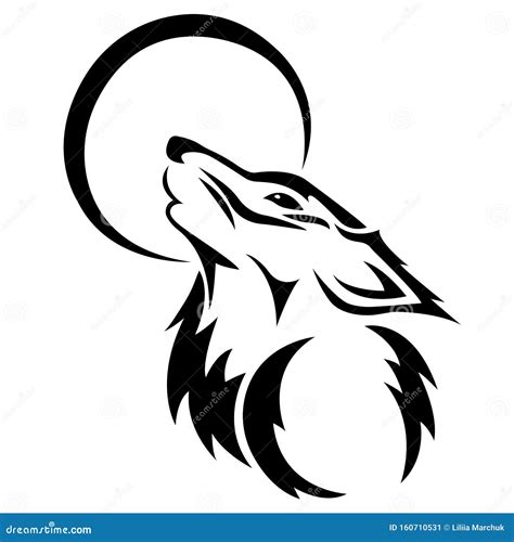 Werewolf Silhouette Howling At Moon Cartoon Vector | CartoonDealer.com ...