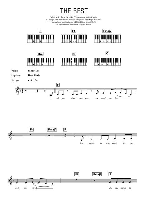 Tina Turner "(Simply) The Best" Sheet Music Notes | Download Printable ...