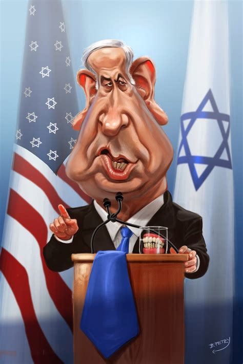 Benjamin Netanyahu, caricature.