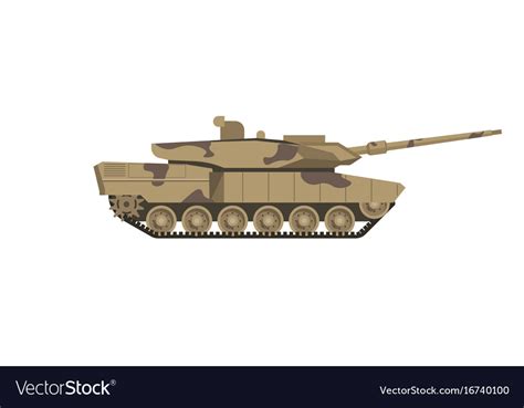 Military tank of camouflage color isolated cartoon