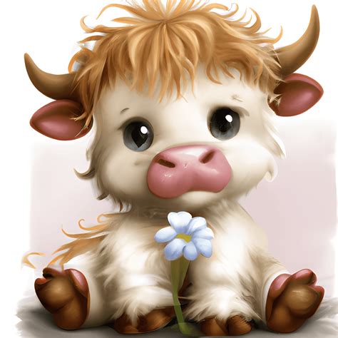 Adorable Cute Happy Baby Scottish Highland Cow · Creative Fabrica