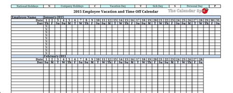 8 Best Images of Vacation Tracker Calendar 2016 Printable - Employee ...