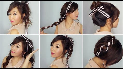 6 Easy Ribbon Hairstyles - YouTube