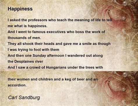 Happiness Poem by Carl Sandburg - Poem Hunter