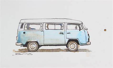 VW Kombi by Dan Binns | Volkswagen bus art, Bus art, Van drawing