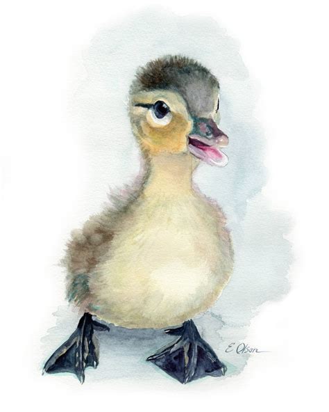 Duckling Art Gift Baby Duck Art Print Watercolor Duck Print | Etsy