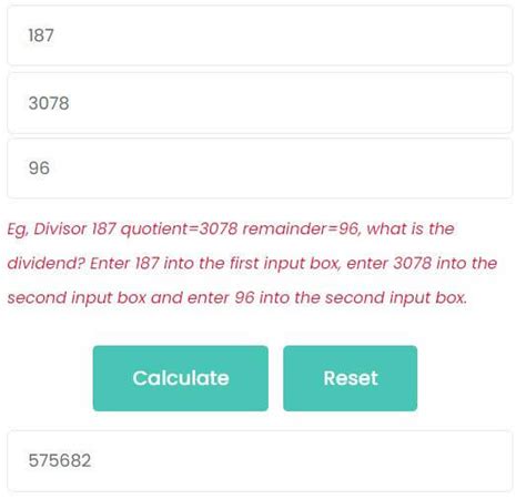 Dividend Calculator Based on Divisor, Quotient and Remainder – All Math ...