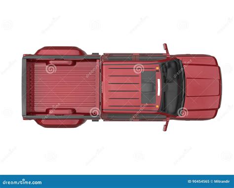 Red Metallic Pickup Truck - Top View Stock Illustration - Illustration ...