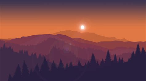 Sunset Over Mountains Wallpaper