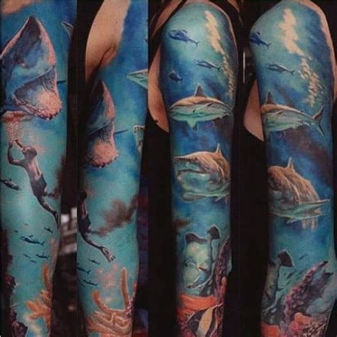 90 Shark Tattoo Designs For Men - Underwater Food Chain