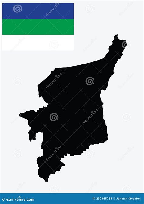 Komi Vector Map Silhouette Isolated On White Background. Komi Flag ...