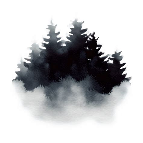 Forest Silhouette Illustration Black White · Creative Fabrica