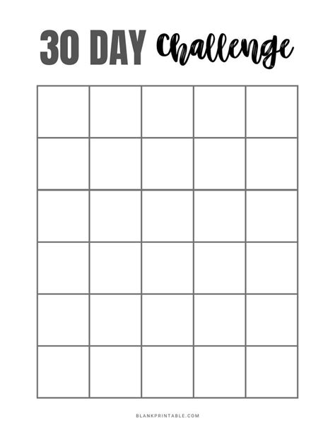 Free Printable 30 Day Challenge Calendar | 30 day challenge, Day ...