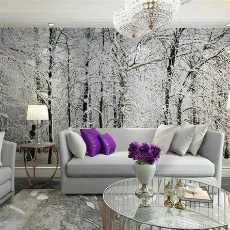 Winter Snow Branches Tree Wallpaper Photo Mural Wallpapers for Living ...