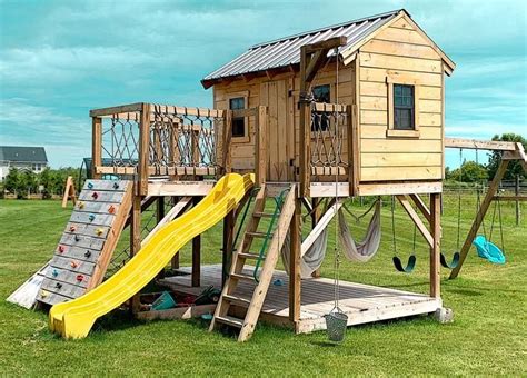 Playground Playhouse Plan・3-Sizes | Backyard playground, Backyard ...