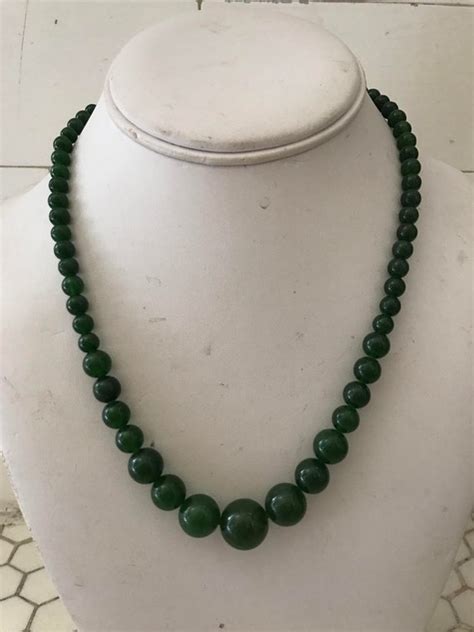 Jade Green Jade Graduated Bead Necklace - Gem