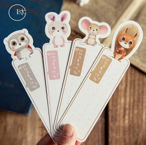 30pcs/1lot Cartoon Cute Animal Paper bookmarks message Cards bookmark ...