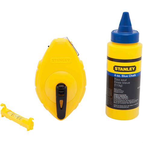 Stanley Chalk Line Reel 30m/100' With Blue Chalk & Plastic Line Level ...