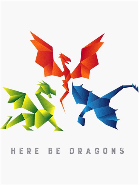 "Scp 1762 Where The Dragons Went Origami Style Dragons" Sticker for ...