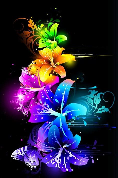 Neon Butterfly and Flowers Wallpaper - WallpaperSafari