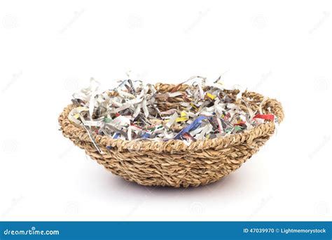 Shredded paper in basket stock photo. Image of container - 47039970