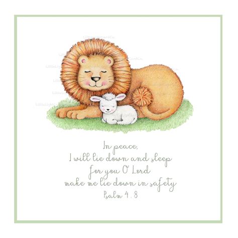 Lion and Lamb Nursery Print Bible Verse Nursery Print | Etsy