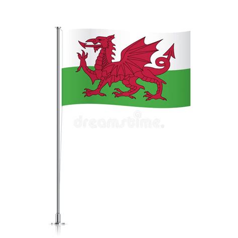 WALES Flag National Flag Of WALES On A Pole Stock Vector - Illustration ...