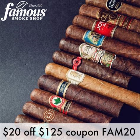 Famous Smoke Shop Cigars Coupon : $20 off $125 or more