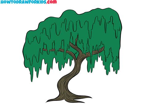 How To Draw A Willow Tree - Easy Drawing Tutorial For Kids