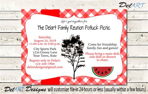 Family Reunion Picnic Invitations or Save the Date Red