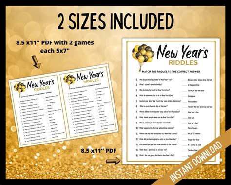 New Year's Eve Riddles NYE Party Games New Years Eve - Etsy