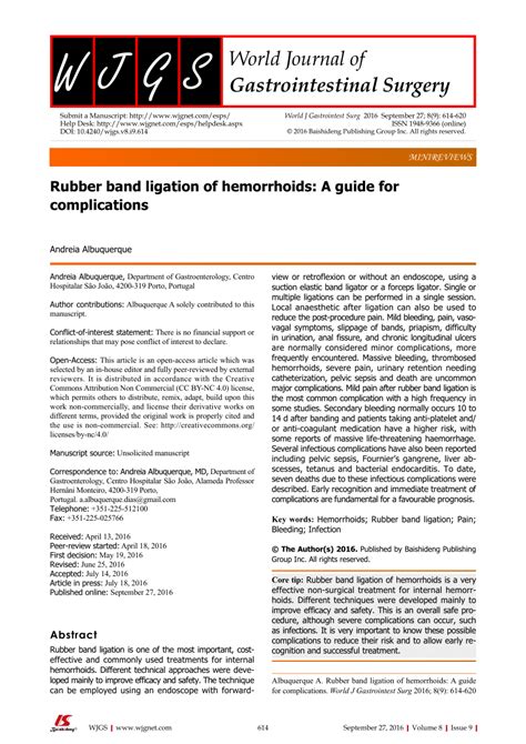 (PDF) Rubber band ligation of hemorrhoids: A guide for complications