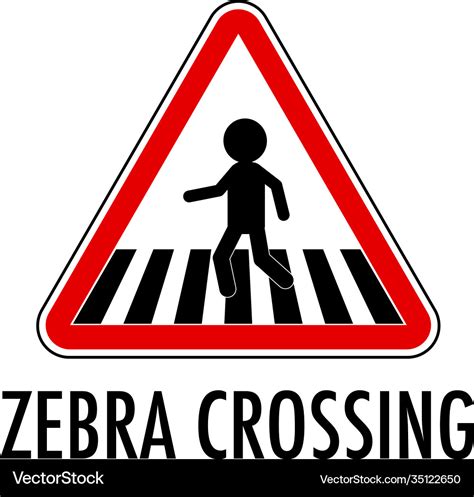 Zebra crossing traffic sign on white background Vector Image