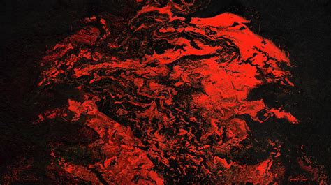 Red Dragon - Contemporary Red Dark Abstract Painting Painting by Modern ...