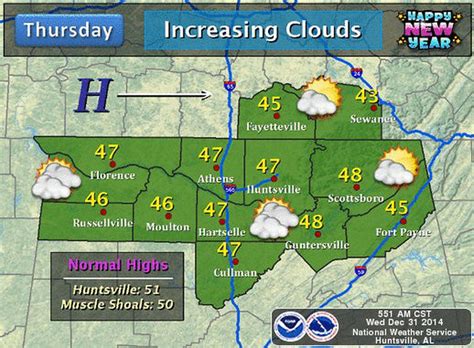 Huntsville's New Year's Day to stay cold in the upper 40s; rain chances ...