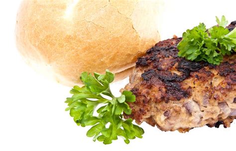 Burger Isolated on White Background Stock Image - Image of cooked ...