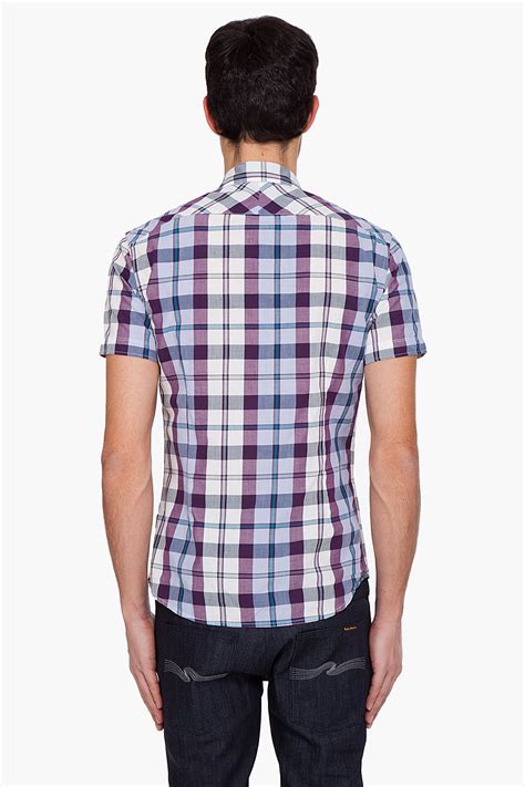 Lyst - Paul Smith Tailored Fit Plaid Shirt in Purple for Men