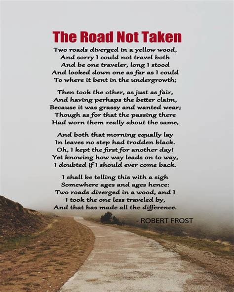 The Road Not Taken Poem by Robert Frost Motivational Poster, Print ...