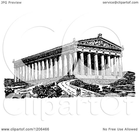 Clipart of a Vintage Black and White Couple at the Parthenon - Royalty ...