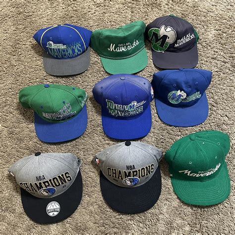 Vintage Dallas Mavericks 9 hat Bundle 90s - Depop