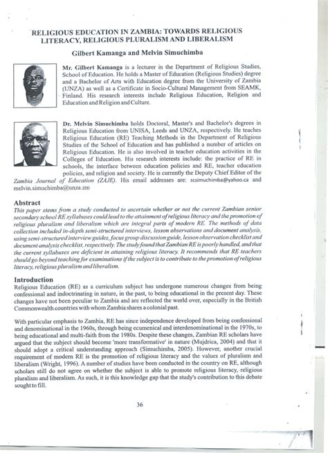 (PDF) RE in Zambia- Towards Religious literacy.......