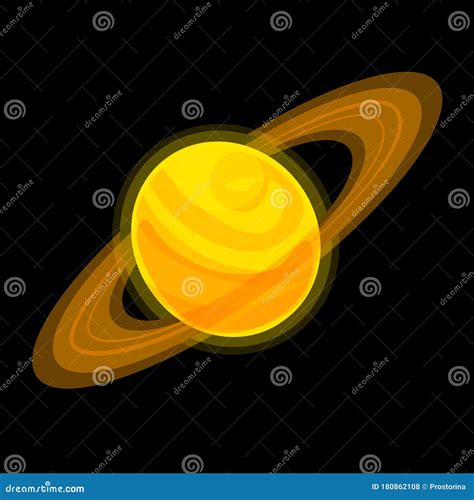 Saturn Cartoon Illustration Isolated On Black Background. Jupiter ...