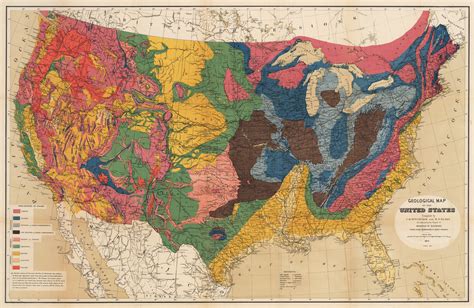 Geological Map of the United States Compiled by C.H. Hitchcock 1873 ...