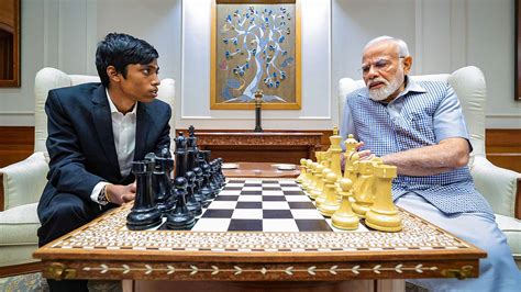 PM Modi meets R Praggnanandhaa after India chess star's remarkable FIDE ...