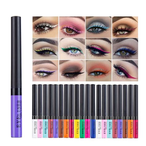 VBA 14 Color Liquid Eyeliner Colorful Set,Red Pink White Blue Black ...