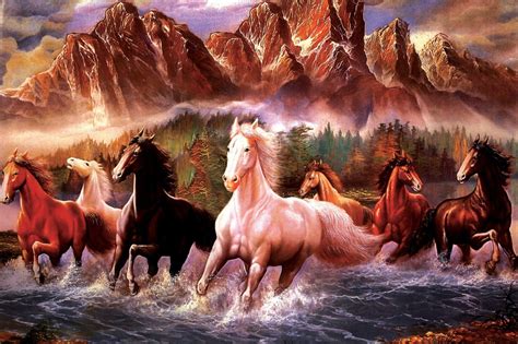 Download Seven Horses Painting 589 Fine Art Print (24 Inch X - Running ...