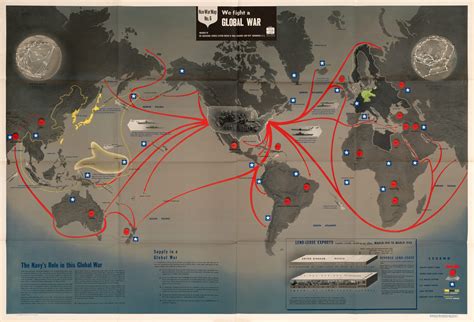 Striking World War Two “ Nav War Map ” issued by the U.S. Navy - Rare ...