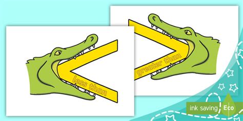 👉 Greater Than, Less Than Crocodile Signs (Ages 4 - 7)